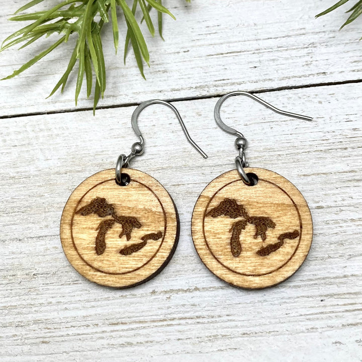 Great Lakes Wooden Earrings - Be Inspired UP