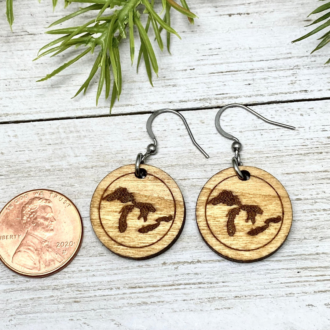 Great Lakes Wooden Earrings - Be Inspired UP