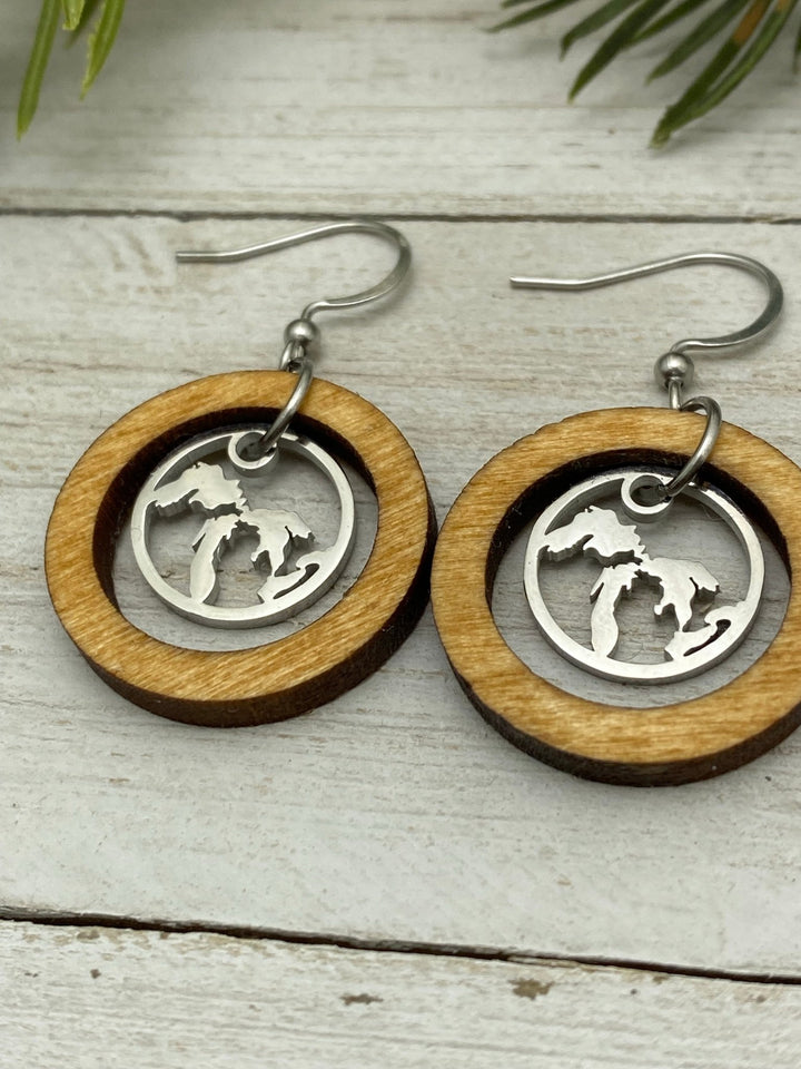 Great Lakes Wooden Hoop Earrings - Be Inspired UP