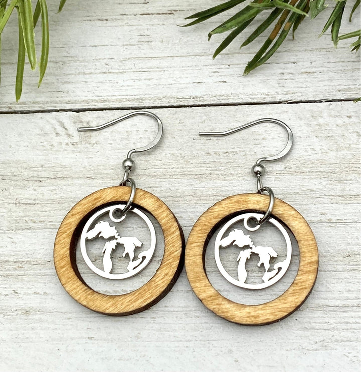 Great Lakes Wooden Hoop Earrings - Be Inspired UP