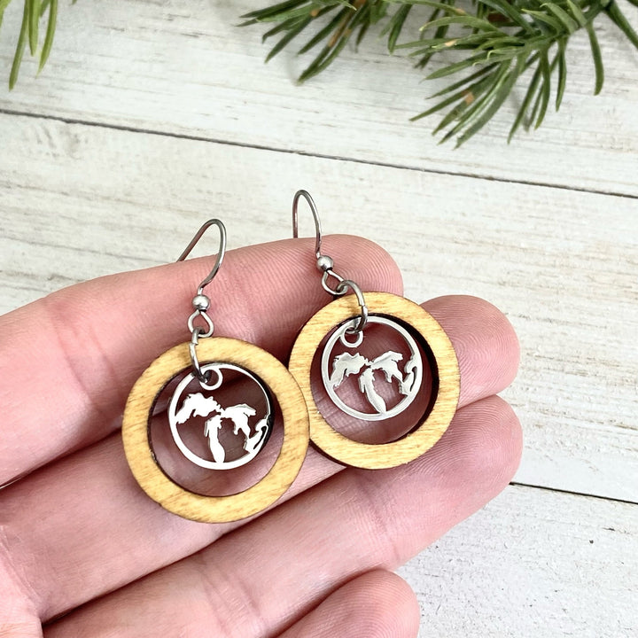 Great Lakes Wooden Hoop Earrings - Be Inspired UP