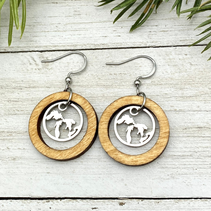 Great Lakes Wooden Hoop Earrings - Be Inspired UP