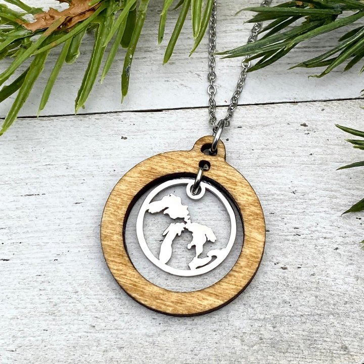 Great Lakes Wooden Large Hoop Pendant, Petite charm - Be Inspired UP