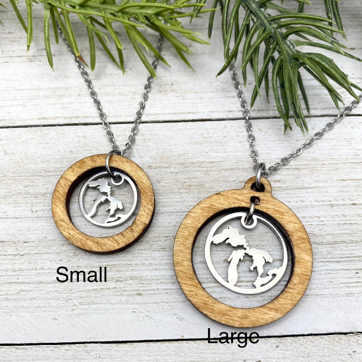 Great Lakes Wooden Large Hoop Pendant, Petite charm - Be Inspired UP