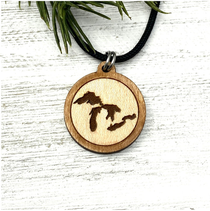 Great Lakes Wooden Pendant, Engraved Large or Petite size - Be Inspired UP