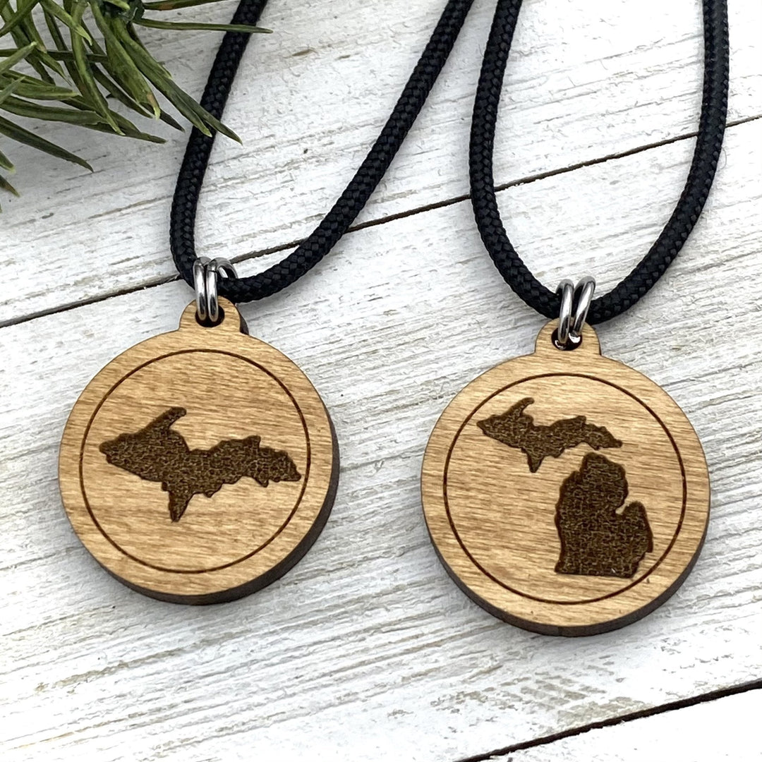 Great Lakes Wooden Pendant, Engraved Large or Petite size - Be Inspired UP