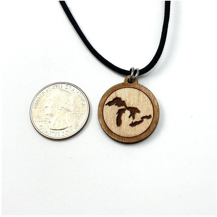 Great Lakes Wooden Pendant, Engraved Large or Petite size - Be Inspired UP