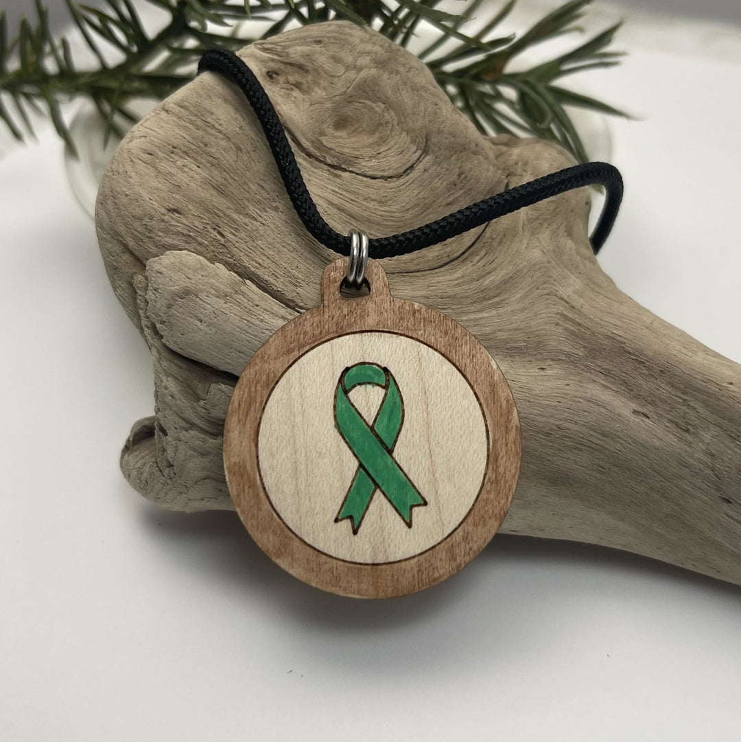 Green Ribbon of Strength and Hope Wooden Choker - Be Inspired UP