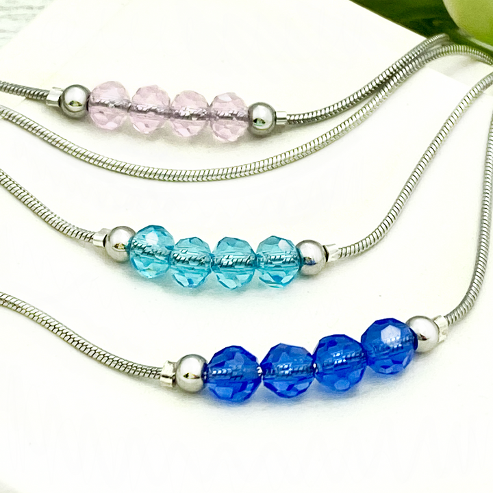 Birthstone blessings double wrap bracelet 4 crystals Silver