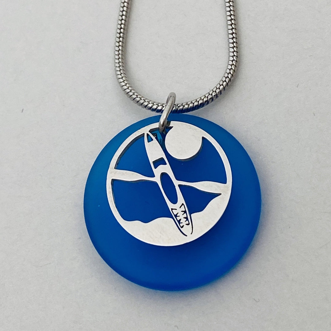 Kayak Sun Beach Glass Pendant - Be Inspired UP