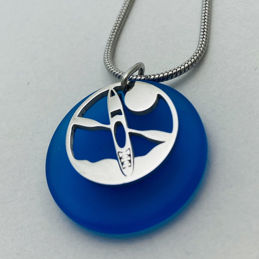 Kayak Sun Beach Glass Pendant - Be Inspired UP