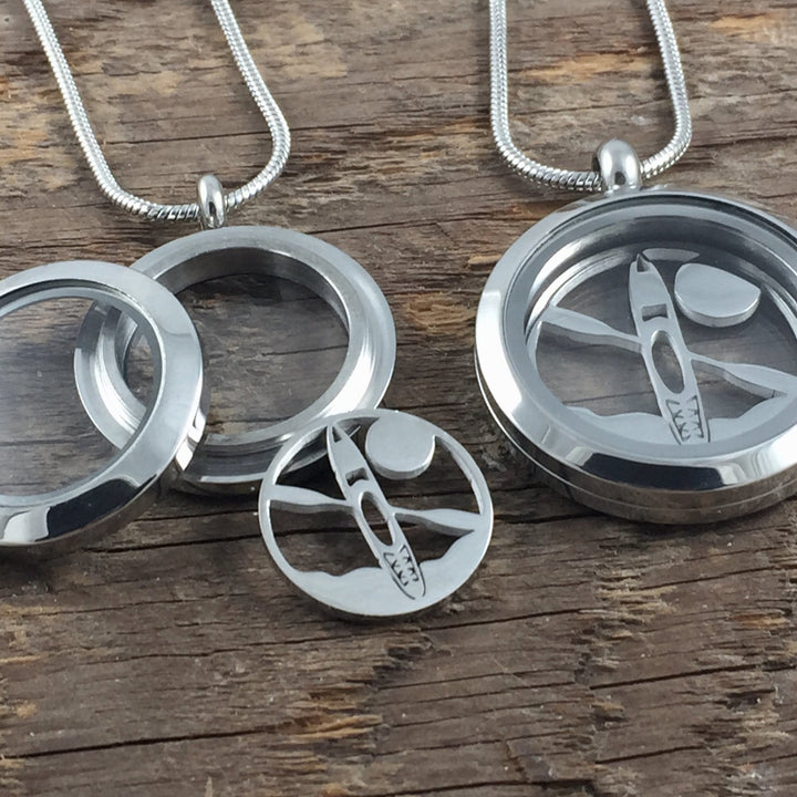 Kayak Sun or Waves Glass Locket - Be Inspired UP