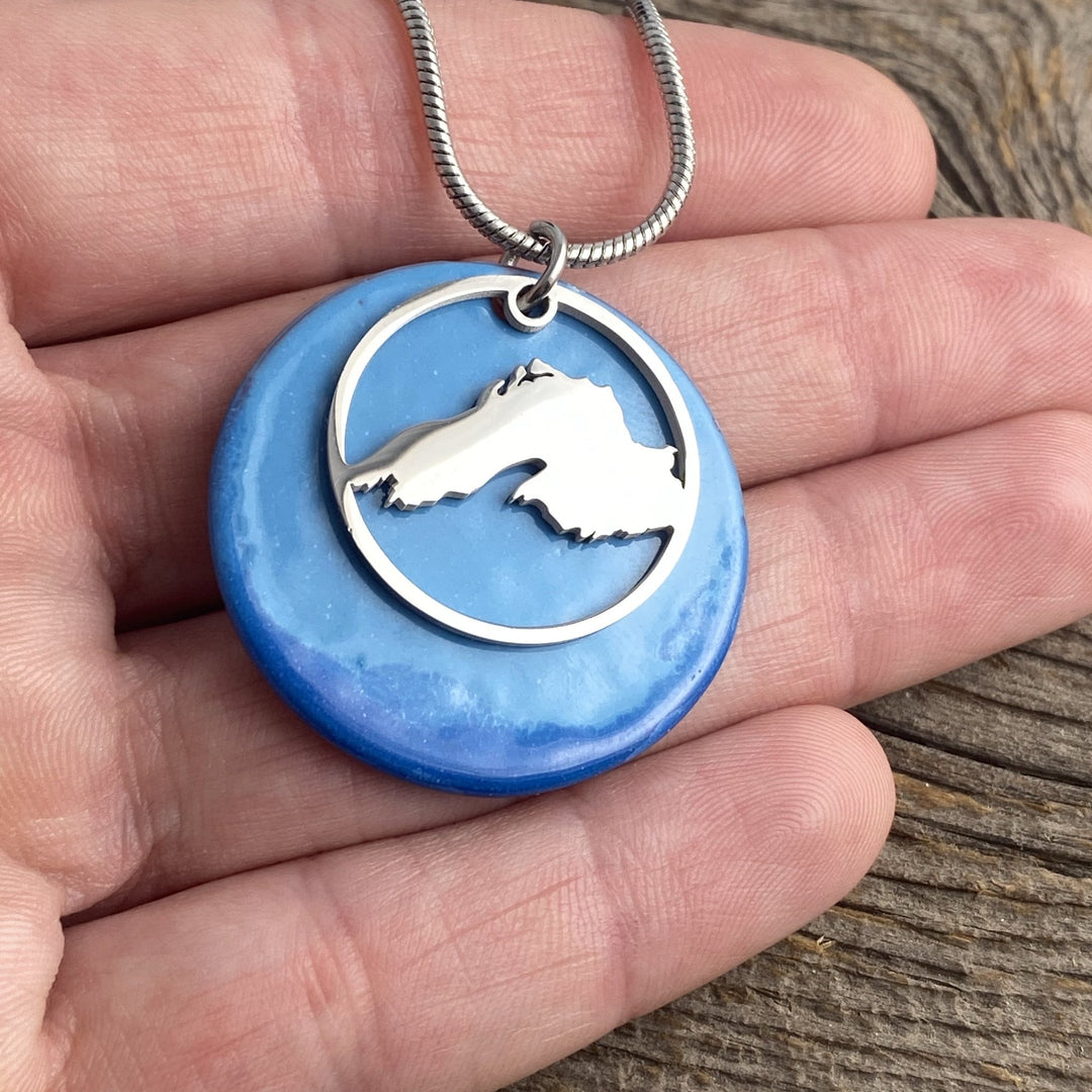 Lake Superior Enameled Copper Glass Pendant - Be Inspired UP