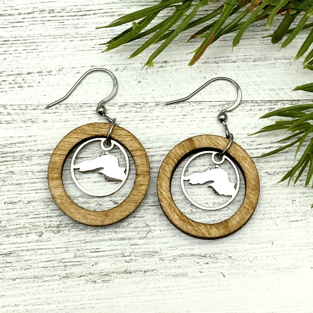 Lake Superior Wooden Hoop Earrings Petite or Large - Be Inspired UP