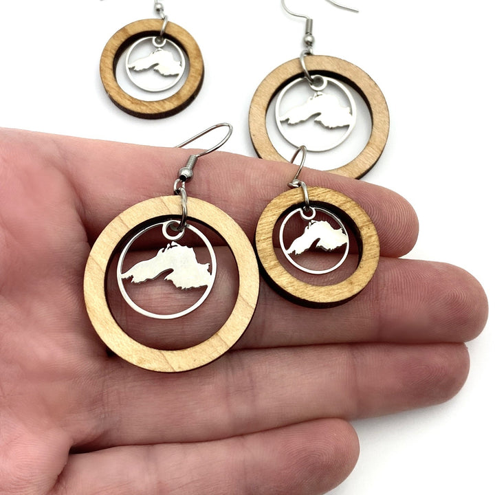 Lake Superior Wooden Hoop Earrings Petite or Large - Be Inspired UP