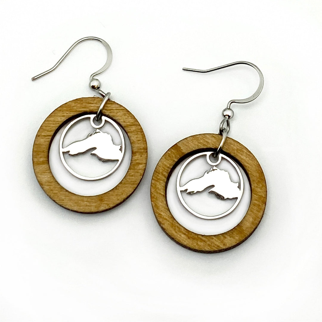 Lake Superior Wooden Hoop Earrings Petite or Large - Be Inspired UP