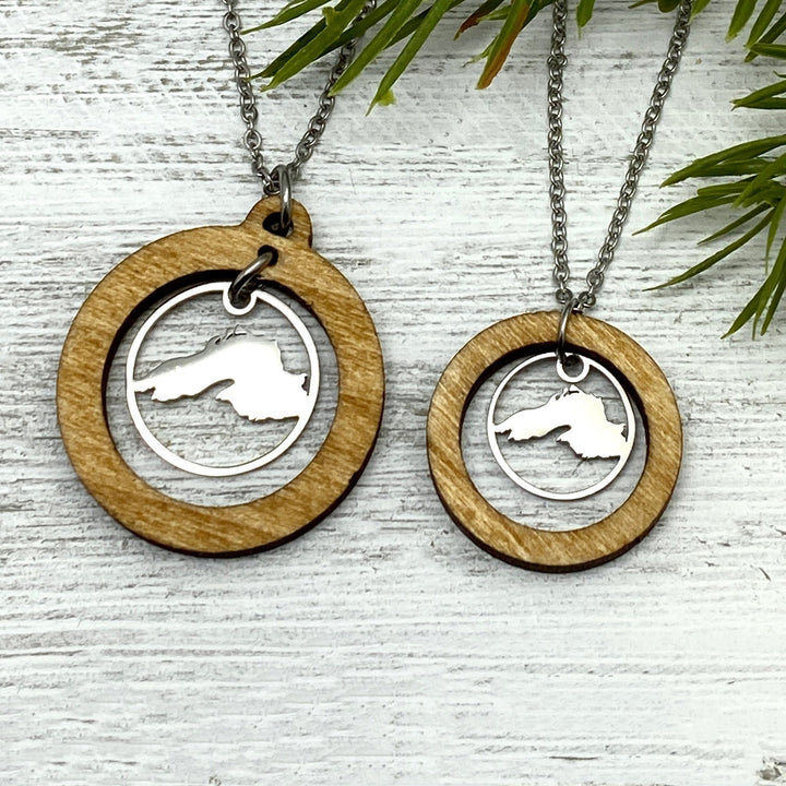 Lake Superior Wooden Hoop Pendant Petite or Large - Be Inspired UP