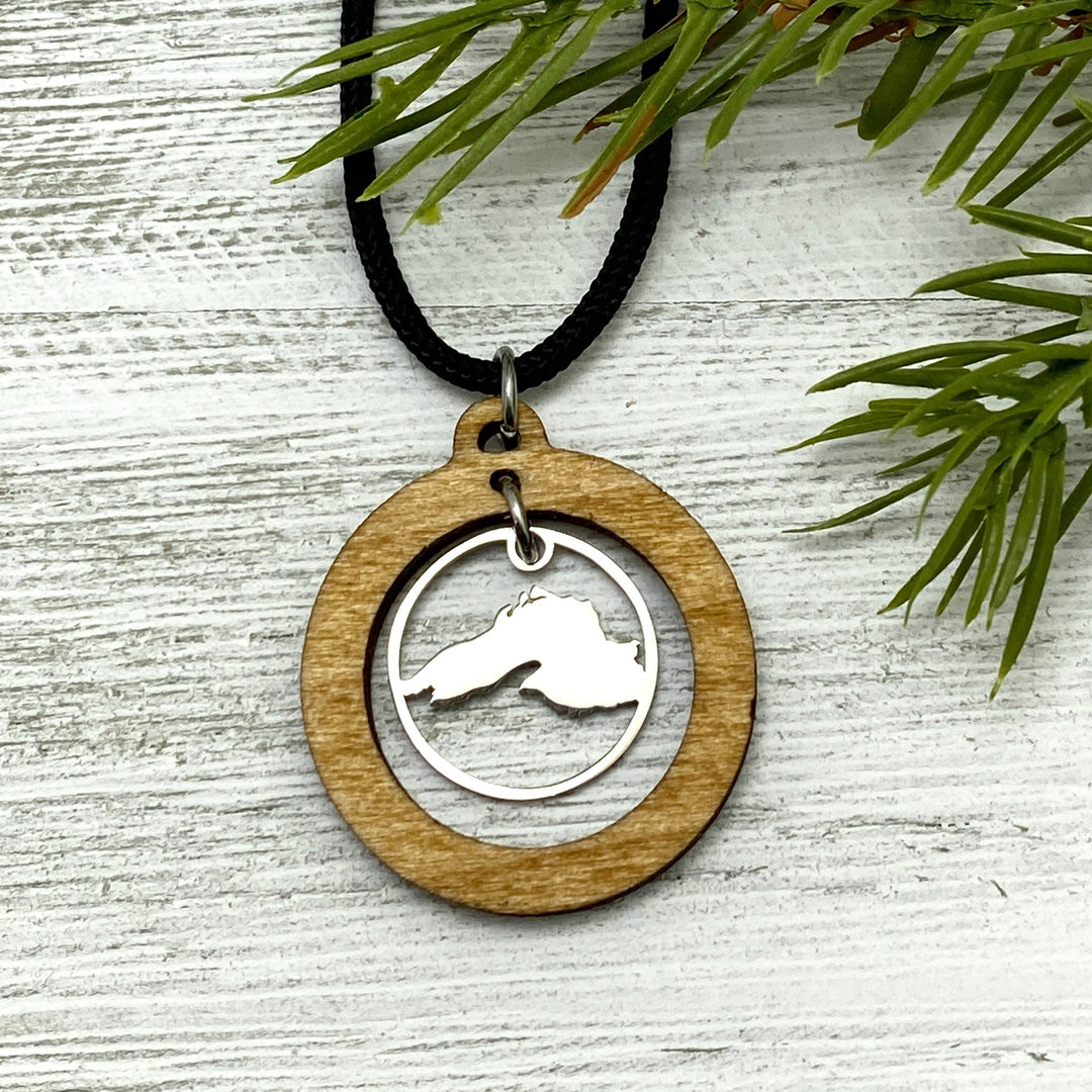 Lake Superior Wooden Hoop Pendant Petite or Large - Be Inspired UP
