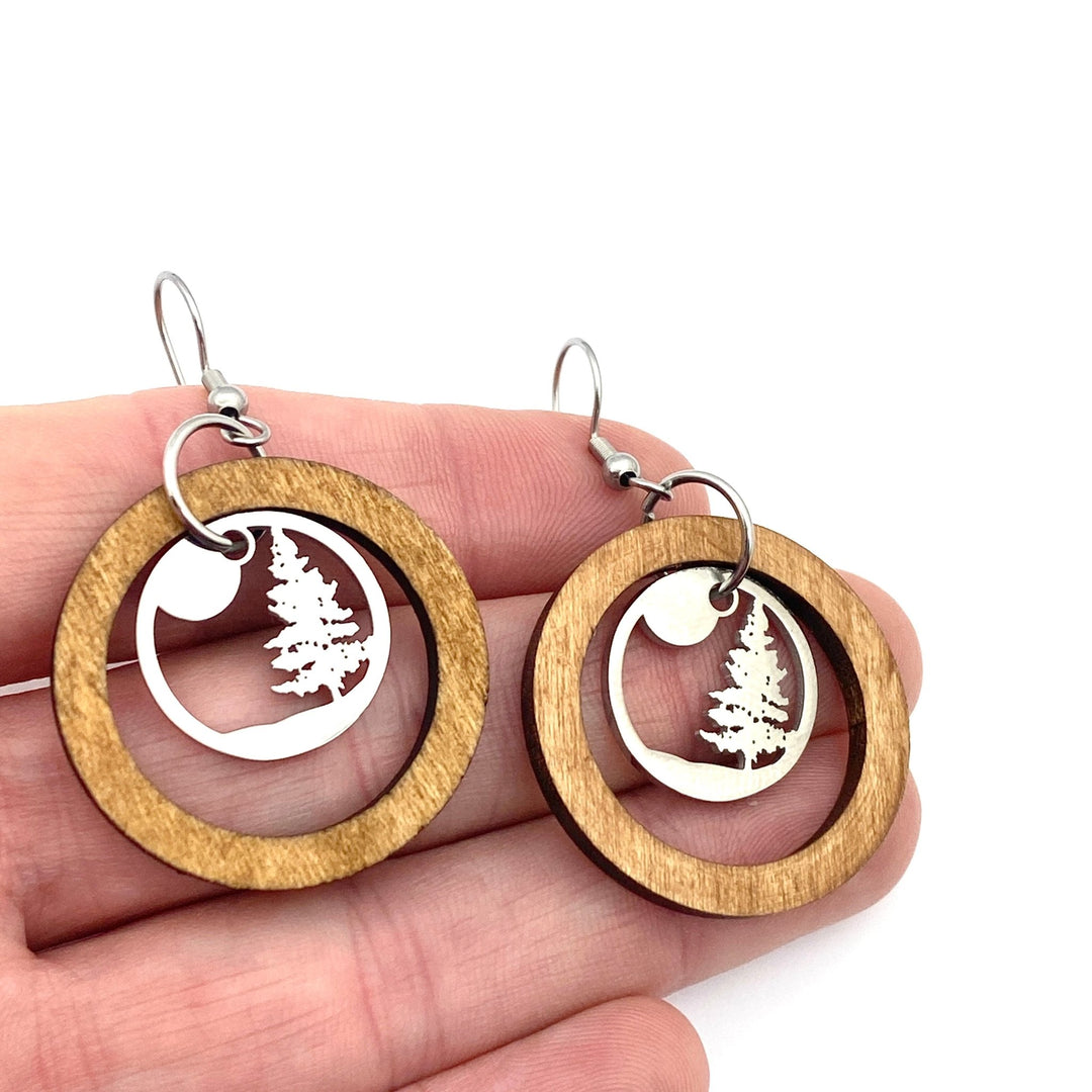 Lone Pine Wooden Hoop Earrings - Be Inspired UP