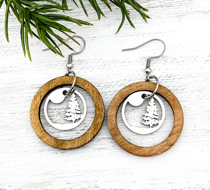 Lone Pine Wooden Hoop Earrings - Be Inspired UP