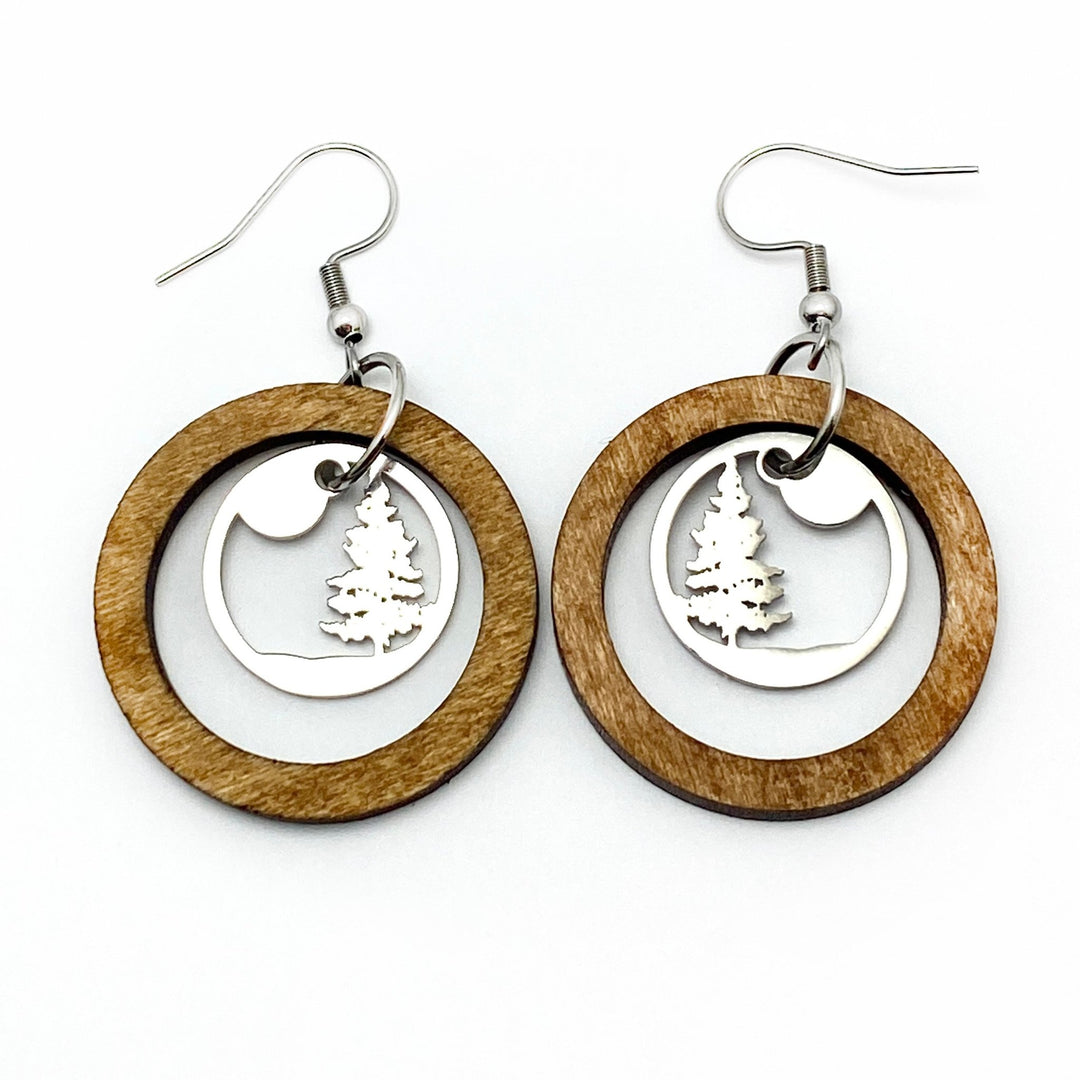 Lone Pine Wooden Hoop Earrings - Be Inspired UP