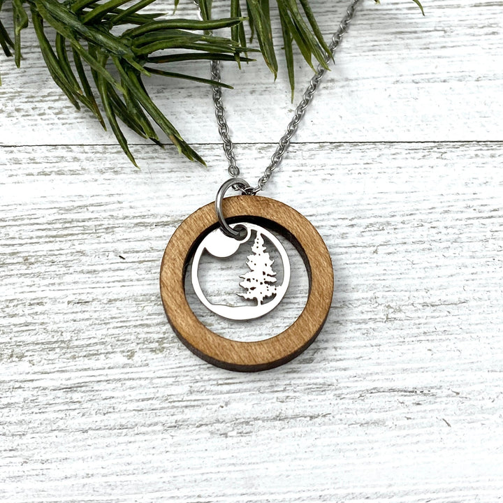 Lone Pine Wooden Hoop Pendant Petite or Large - Be Inspired UP