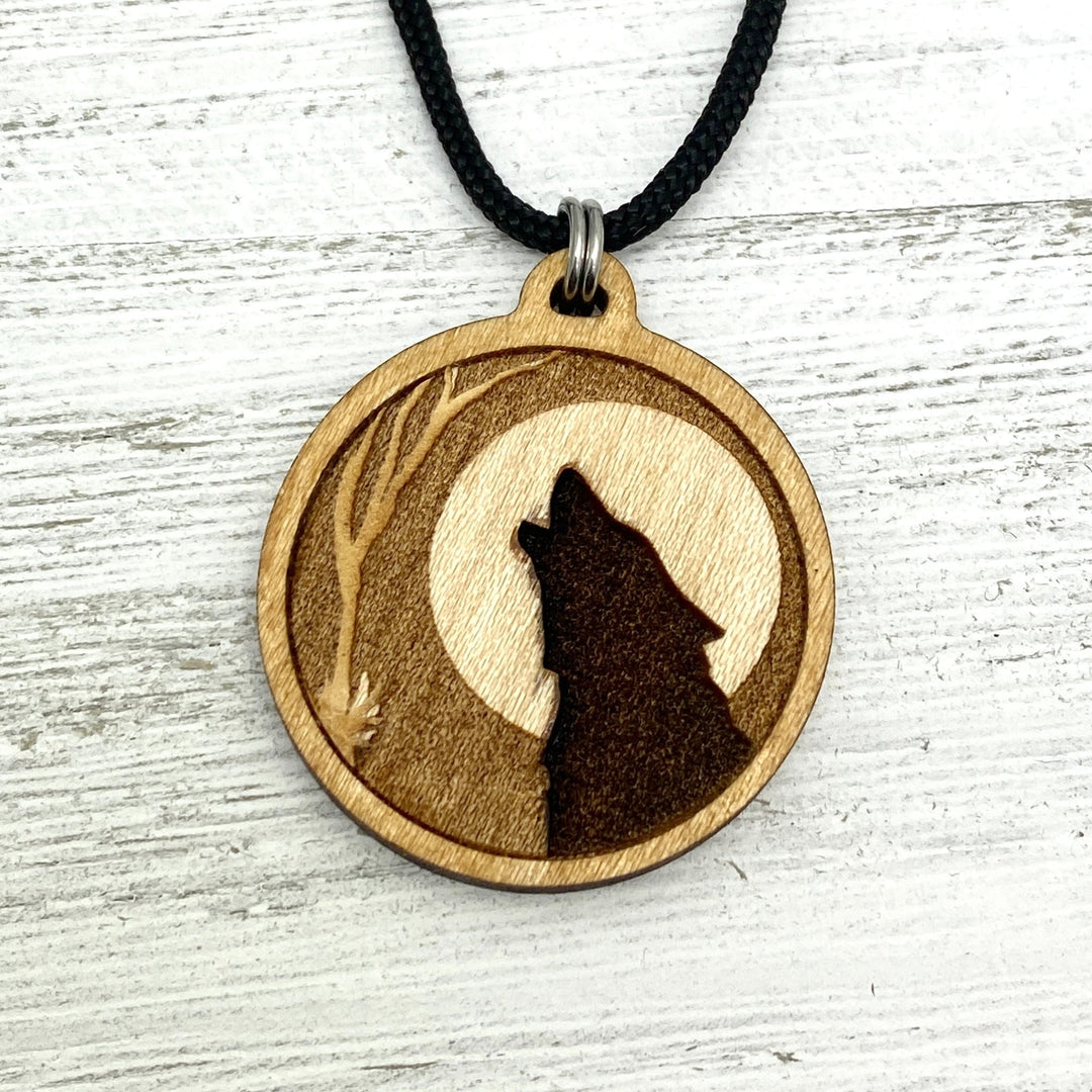 Lone Wolf Wooden Large Pendant - Be Inspired UP
