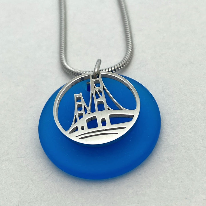 Mackinac Bridge Beach Glass Pendant - Be Inspired UP