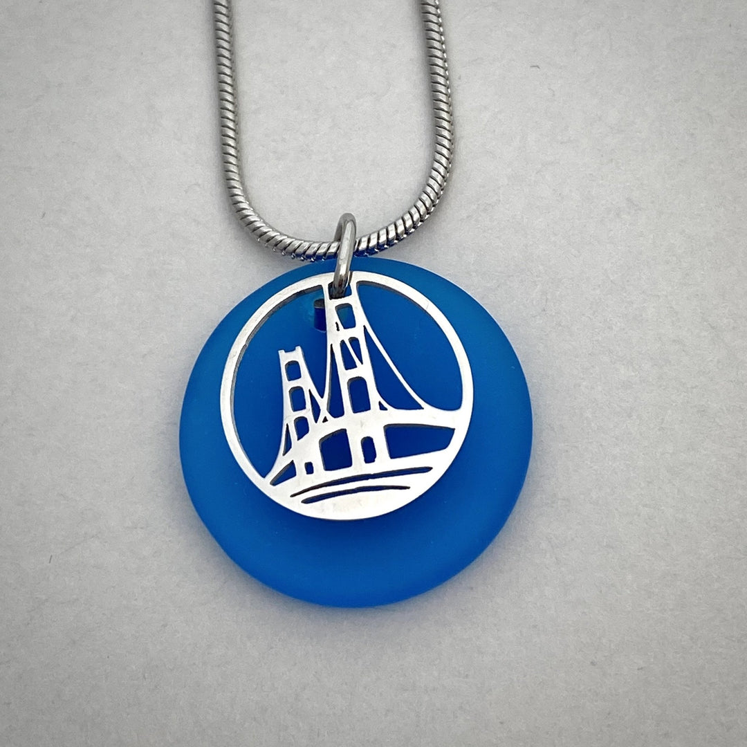 Mackinac Bridge Beach Glass Pendant - Be Inspired UP