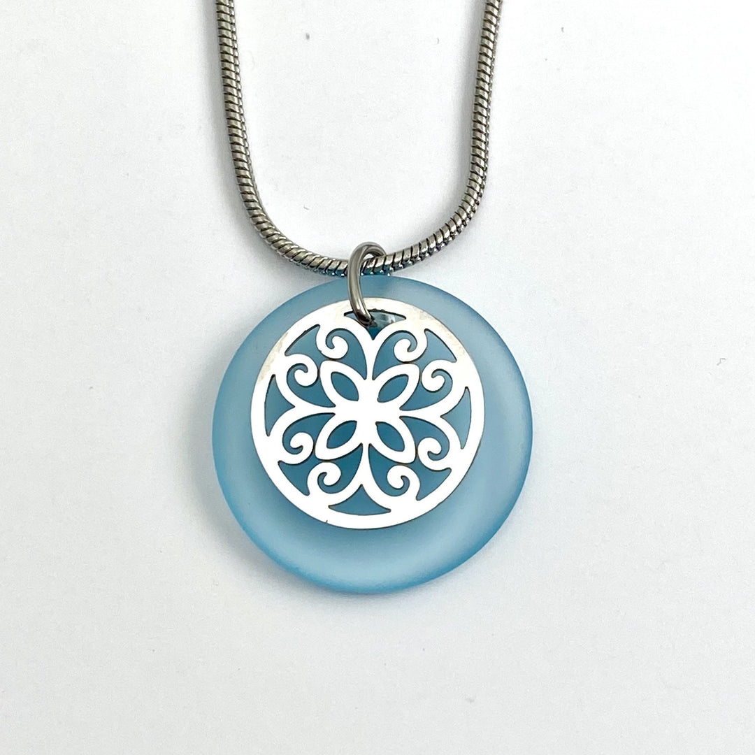 Mandala Beach Glass Pendant - Be Inspired UP