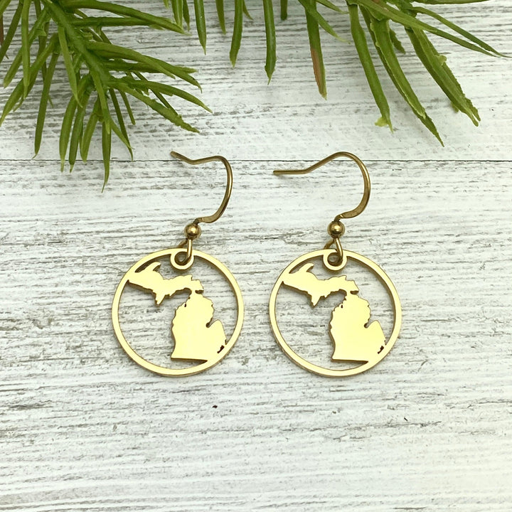 Michigan Circle Earrings Gold or Rose Gold - Be Inspired UP