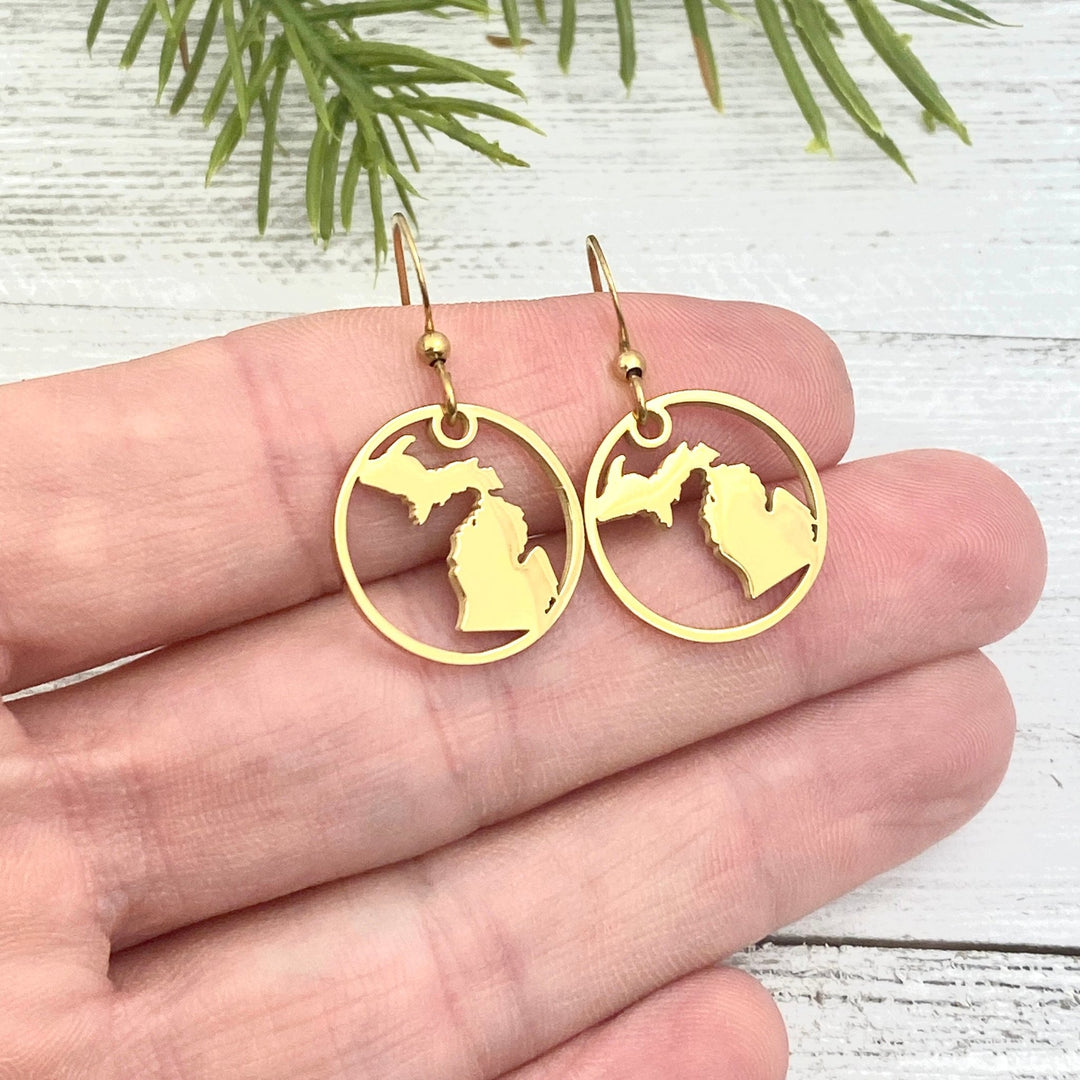 Michigan Circle Earrings Gold or Rose Gold - Be Inspired UP