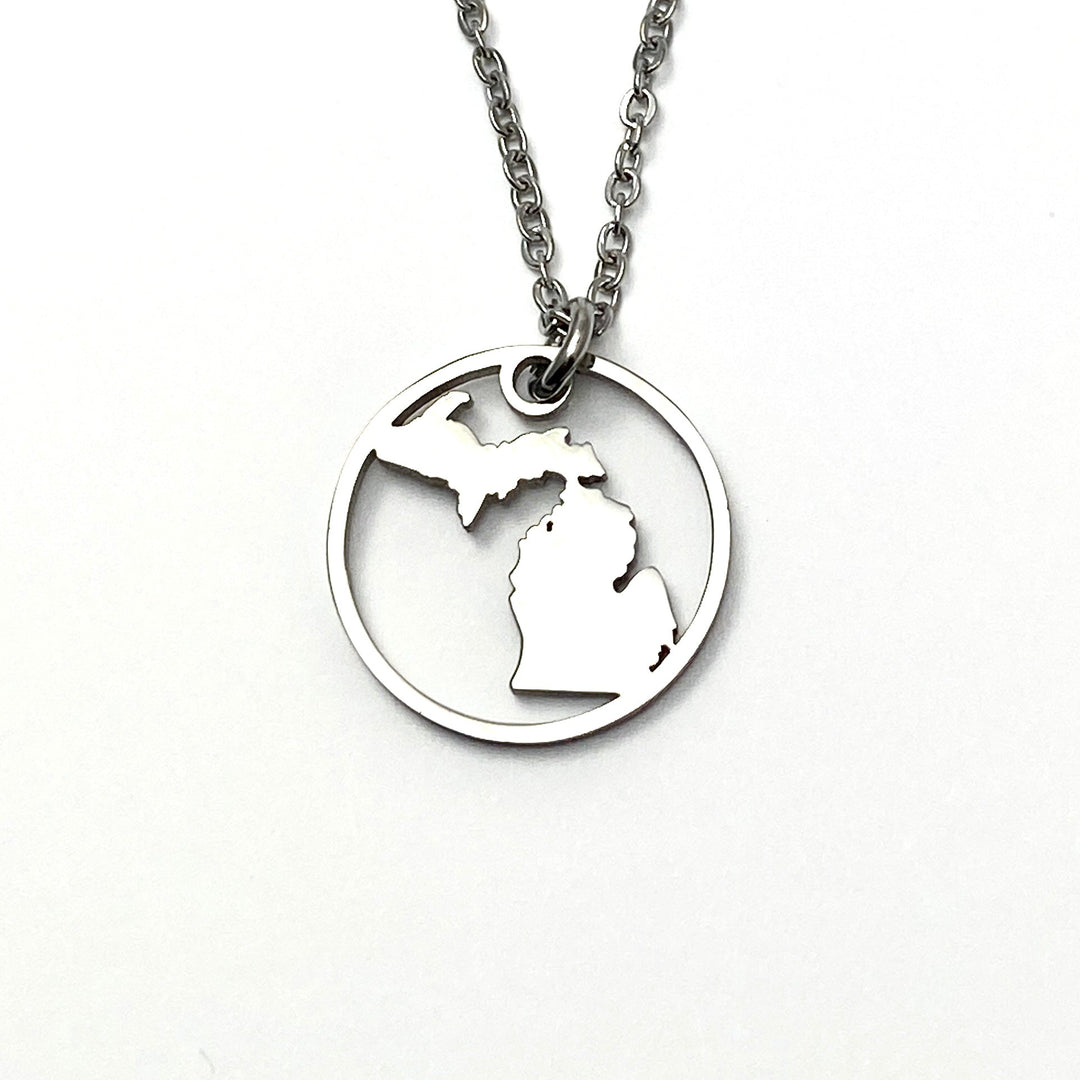 Michigan Circle Outline Pendant, large, petite or mini - Be Inspired UP