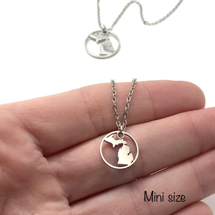 Michigan Circle Outline Pendant, large, petite or mini - Be Inspired UP