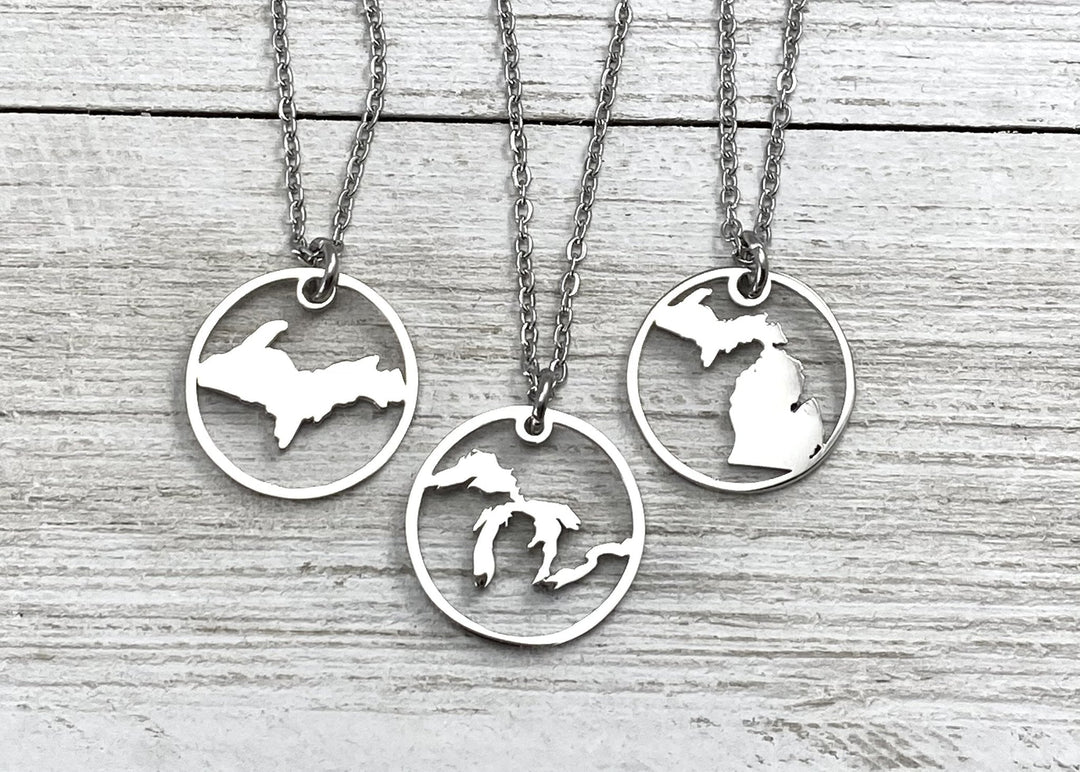 Michigan Circle Pendant, Gold or Rose Gold - Be Inspired UP
