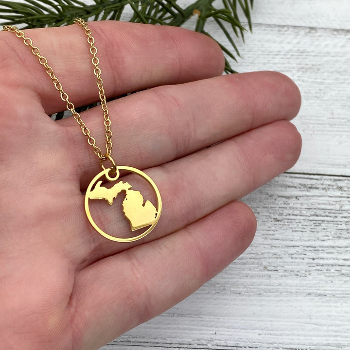 Michigan Circle Pendant, Gold or Rose Gold - Be Inspired UP