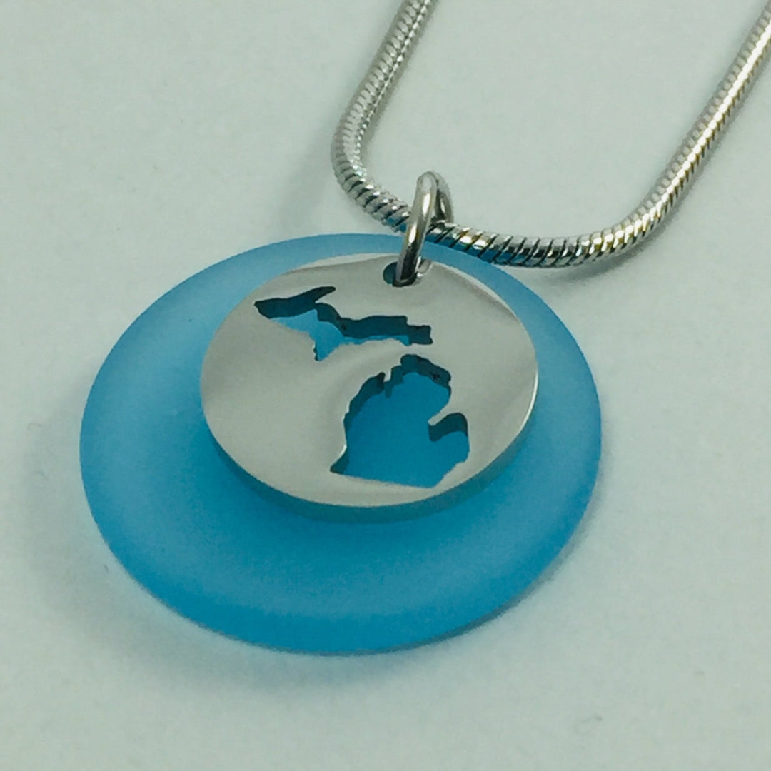 Michigan Cutout Beach Glass Pendant - Be Inspired UP