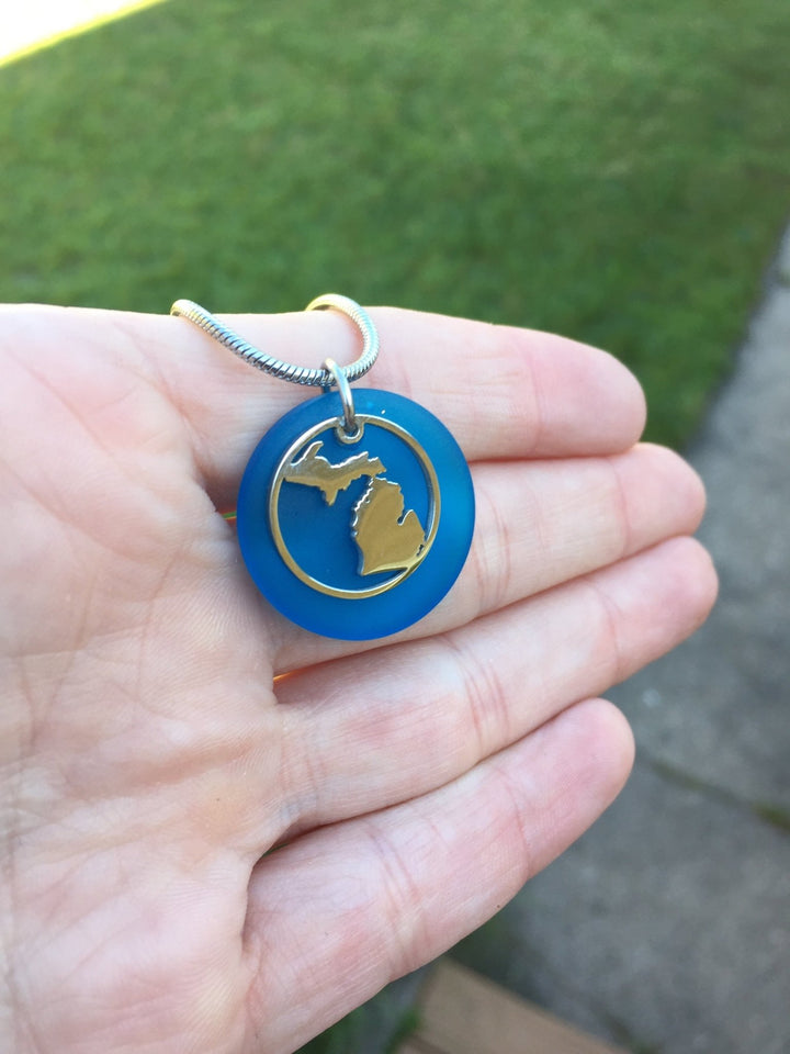 Michigan Cutout Beach Glass Pendant - Be Inspired UP