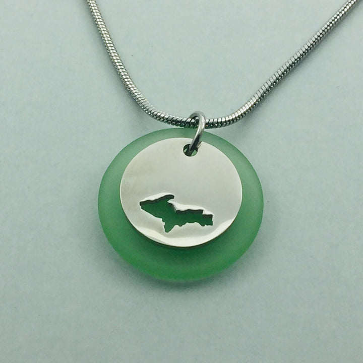 Michigan Cutout Beach Glass Pendant - Be Inspired UP