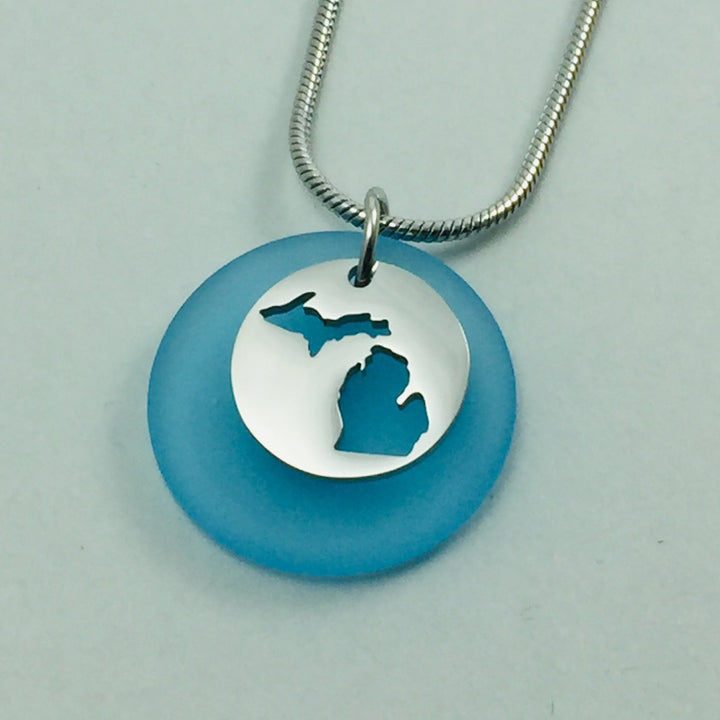 Michigan Cutout Beach Glass Pendant - Be Inspired UP