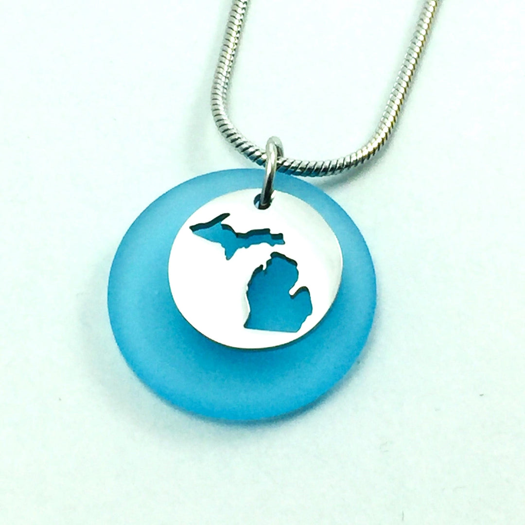 Michigan Cutout Beach Glass Pendant - Be Inspired UP