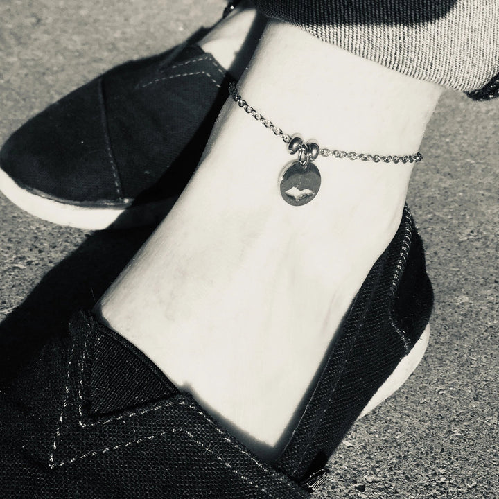 Michigan Cutout Charm Anklet - Be Inspired UP