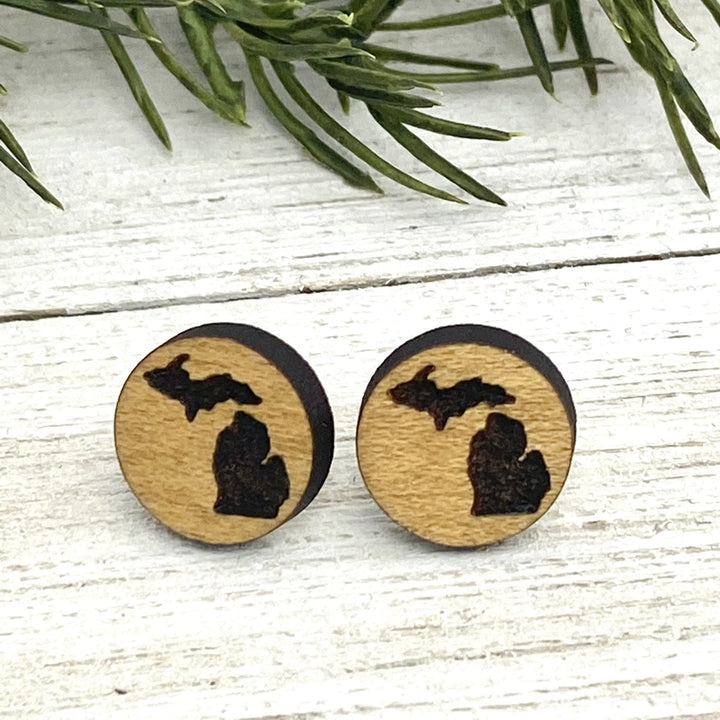 Michigan engraved Wood Post Earrings - Be Inspired UP
