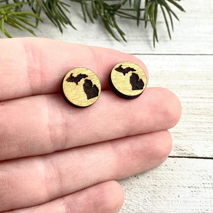 Michigan engraved Wood Post Earrings - Be Inspired UP