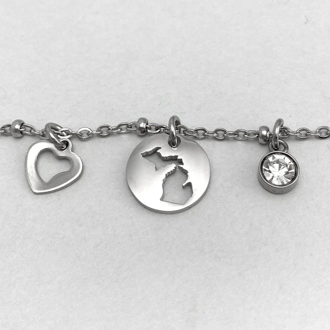 Michigan Mitten Charm Anklet - Be Inspired UP