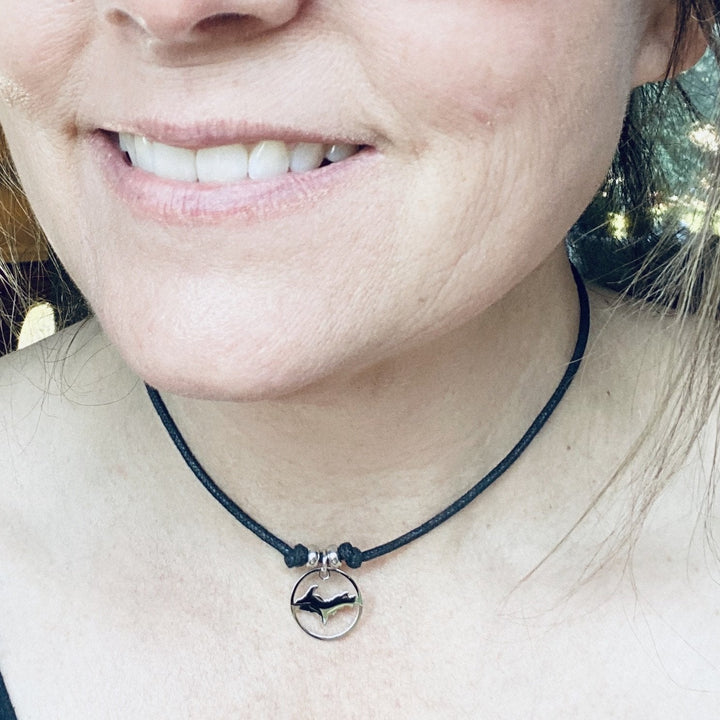 Michigan Mitten Circle Choker/Collar Pendant - Be Inspired UP