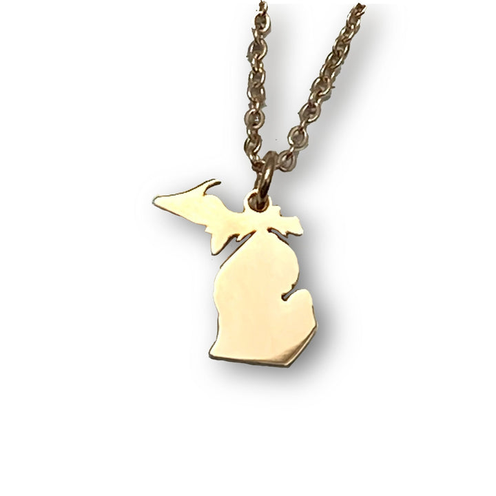 Michigan Outline Pendant, Gold or Rose Gold, large or petite - Be Inspired UP