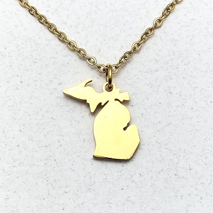 Michigan Outline Pendant, Gold or Rose Gold, large or petite - Be Inspired UP