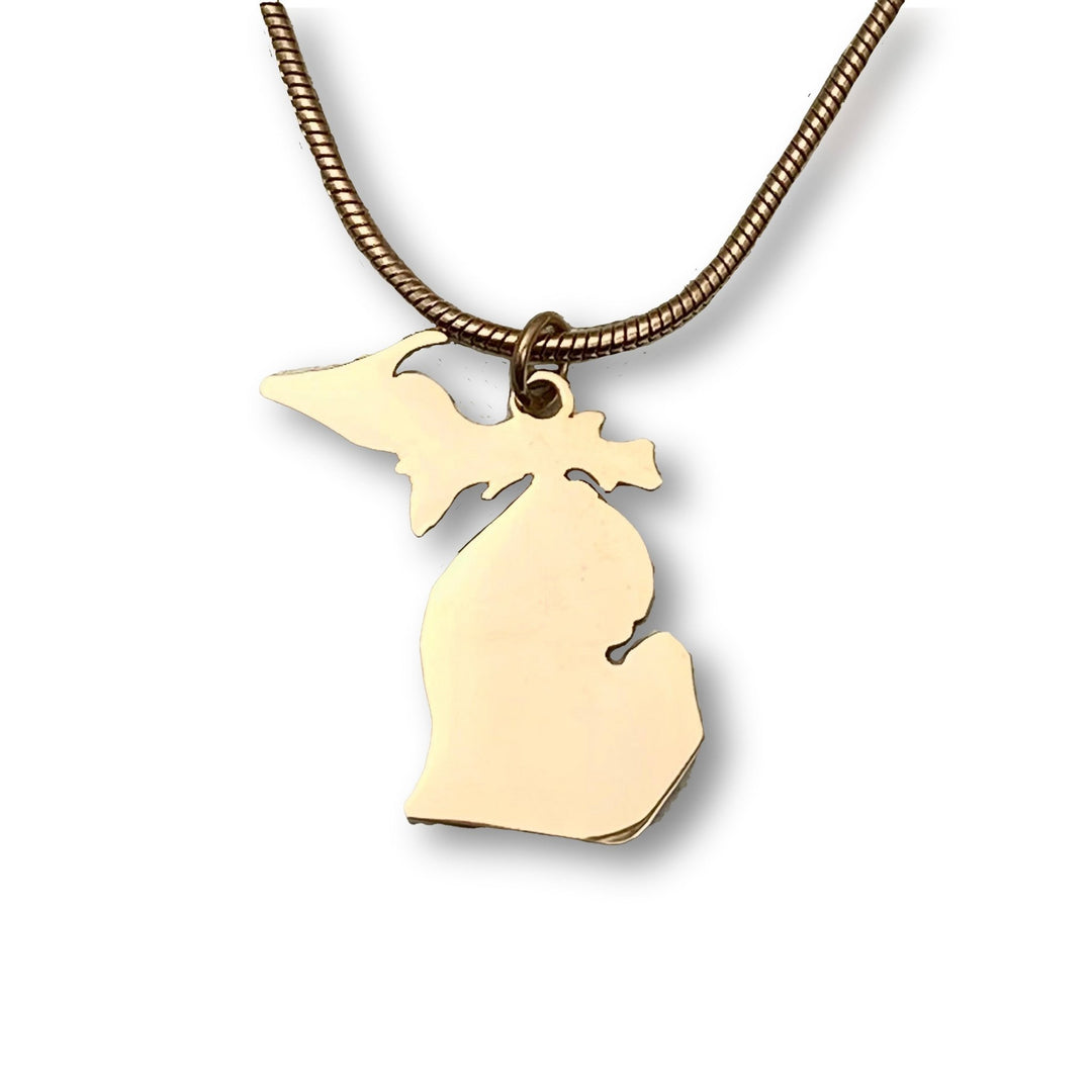 Michigan Outline Pendant, Gold or Rose Gold, large or petite - Be Inspired UP