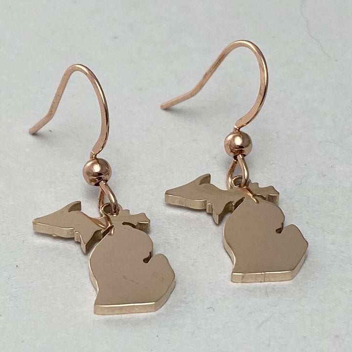Michigan Rose Gold Outline Earrings - Be Inspired UP